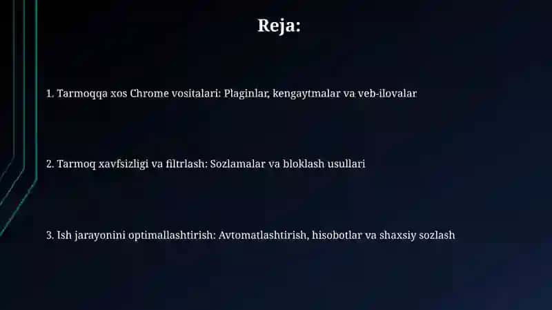 Tarmoqqa xos Chrome vositalari: Plaginlar, kengaytmalar va veb-ilovalar 2