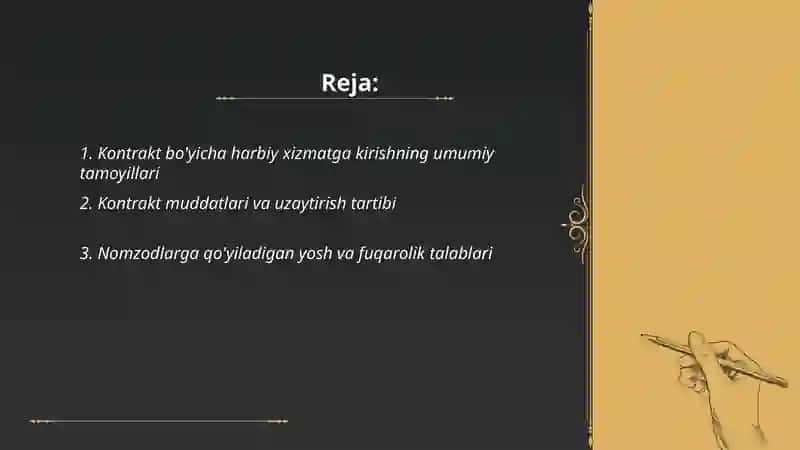 Kontrakt bo'yicha harbiy xizmatga kirish 2