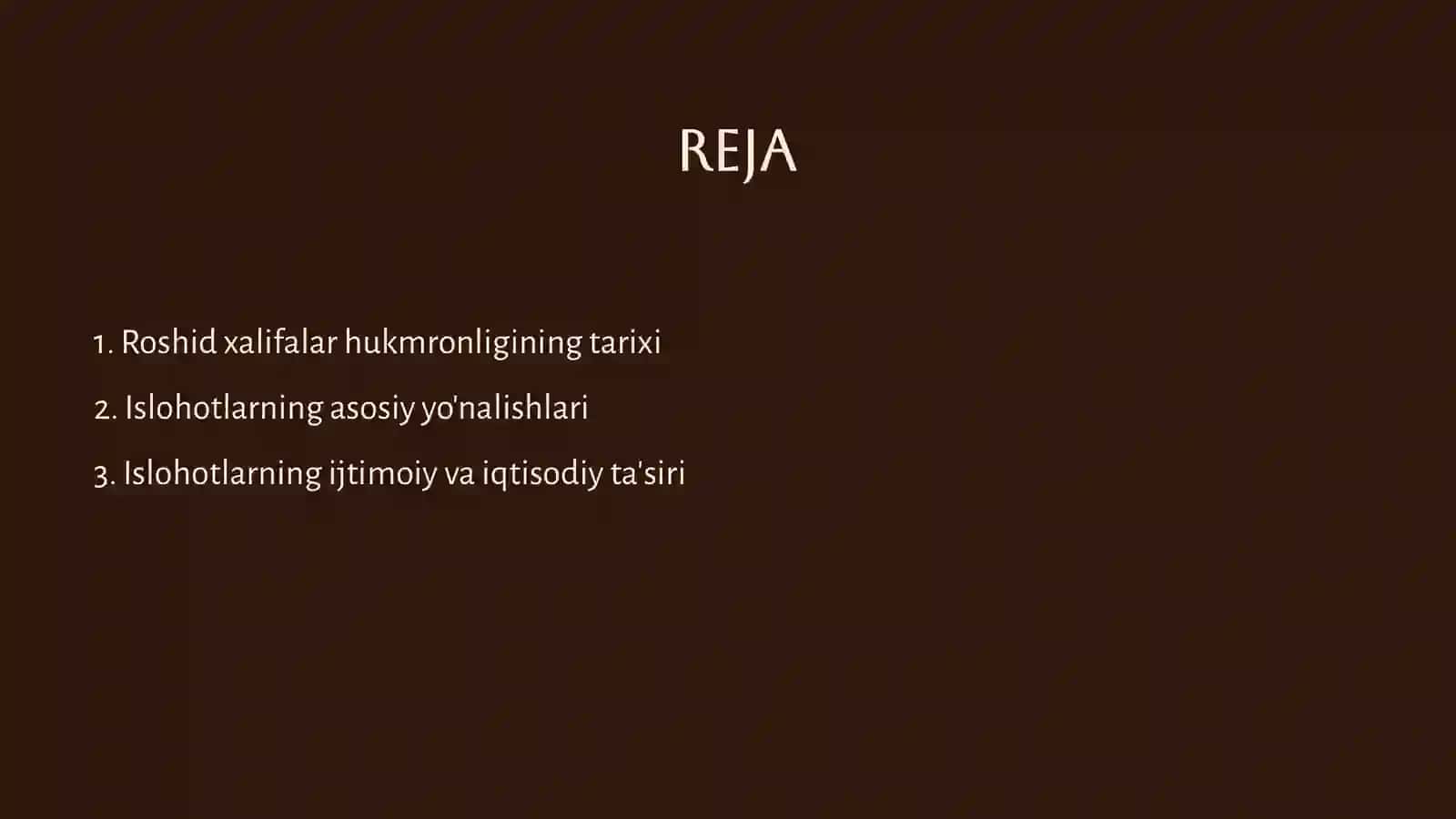 Roshid xalifalar hukmronligi davrida islohotlar 2