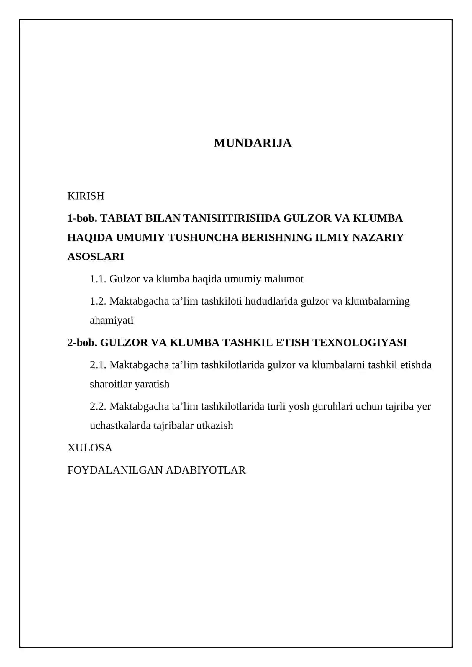 Gulzorlar va klumba tashkil etish texnologiyasi 2