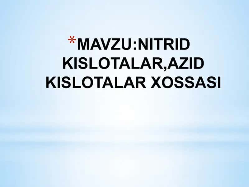 NOORGANIK KIMYO FANIDAN MAVZUDA TAYYORLAGAN MUSTAQIL ISH 2