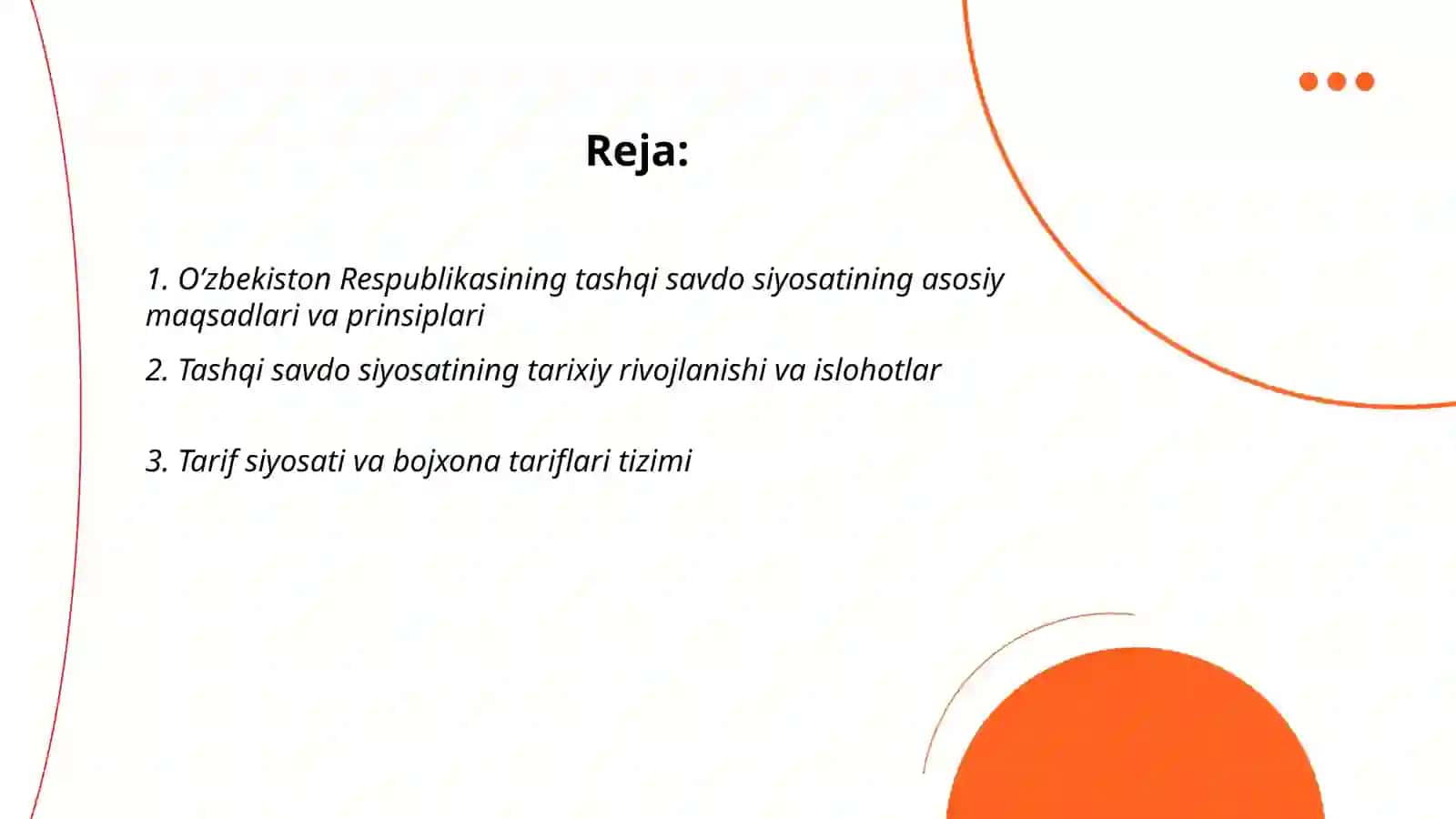 O’zbekiston Replikasining tashqi savdo siyosati 2