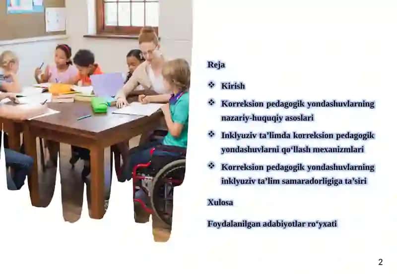 Korreksionpedagogikyondashuvlar va ularning inklyuziv ta’limdagi ro’li 2