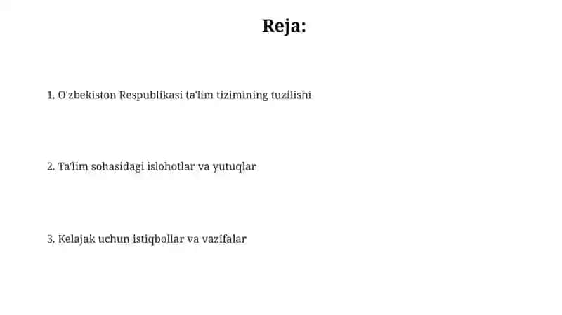 O'zbekiston Respublikasi ta'lim tizimi 2