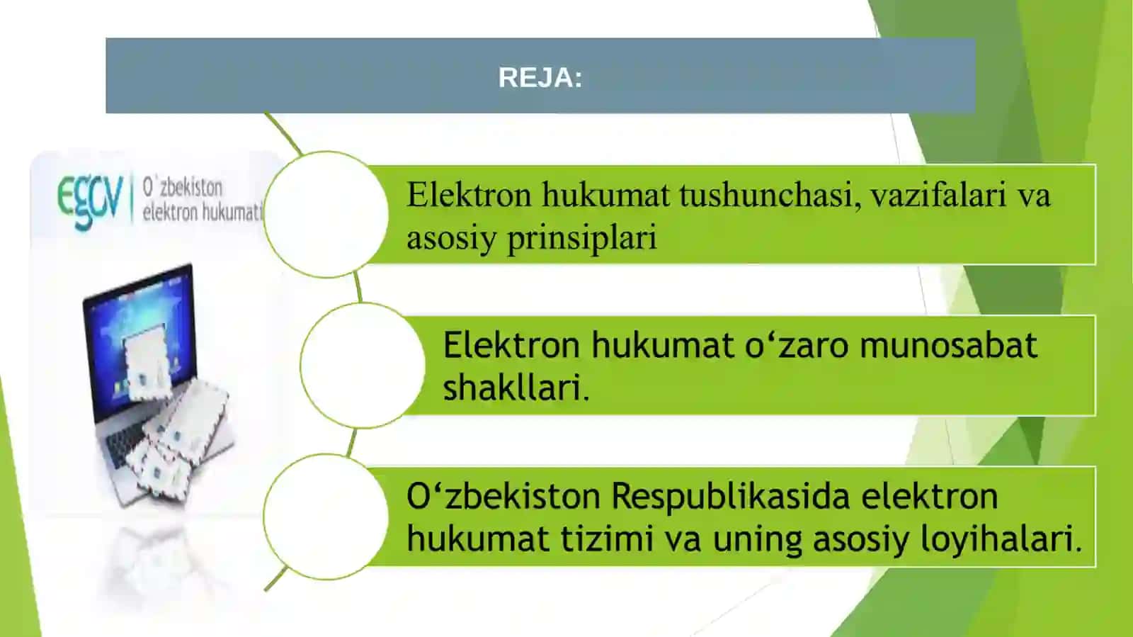 Elektron hukumat tizimining ishlash xususiyatlari 2