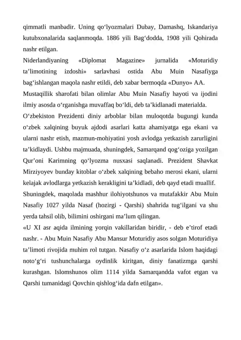 ABU MUIN NASAFIY ISLOM ILOHIYOTCHISI 2