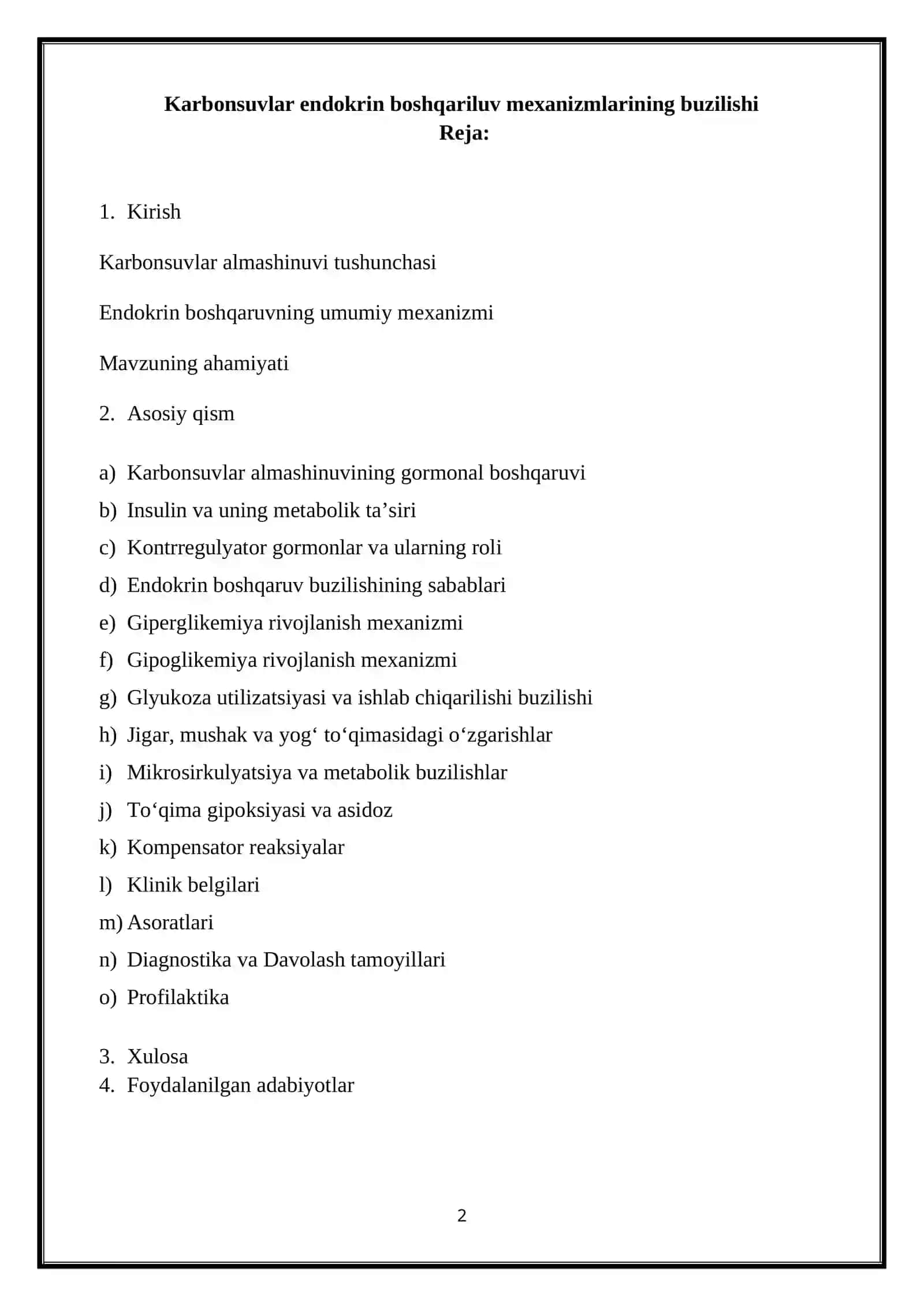 Karbonsuvlar endokrin boshqariluv mexanizmlarining buzilishi 2