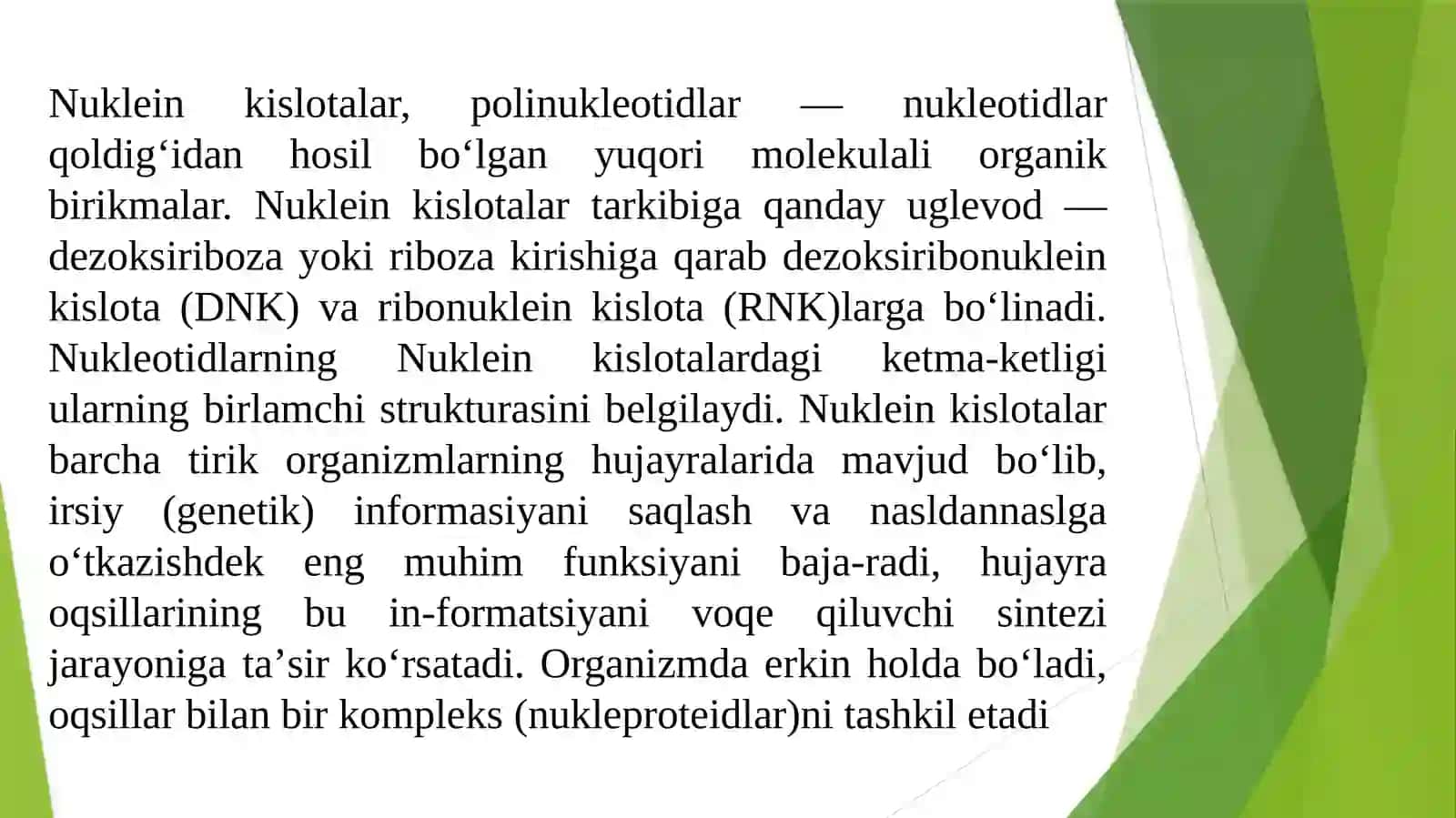 Nuklein kislotalar almashinuvi 2