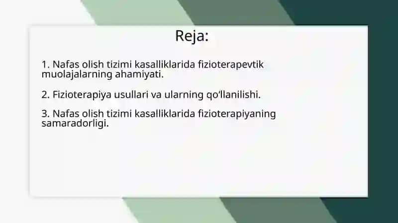 Nafasolishtizimikassalilklardafizoterapeftikmuolaja 2