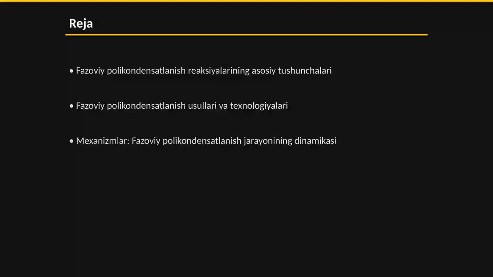 Fazoviy polikondensatlanish reaksiyalari, usullari, mexanizmlari va ahamiyati 2
