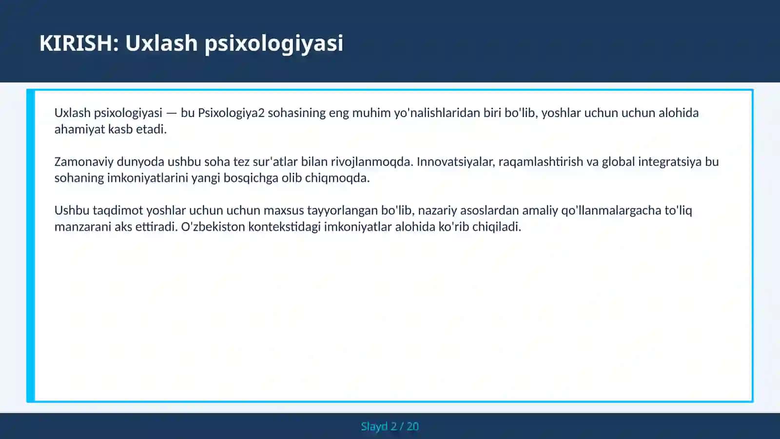 Uxlash psixologiyasi 2
