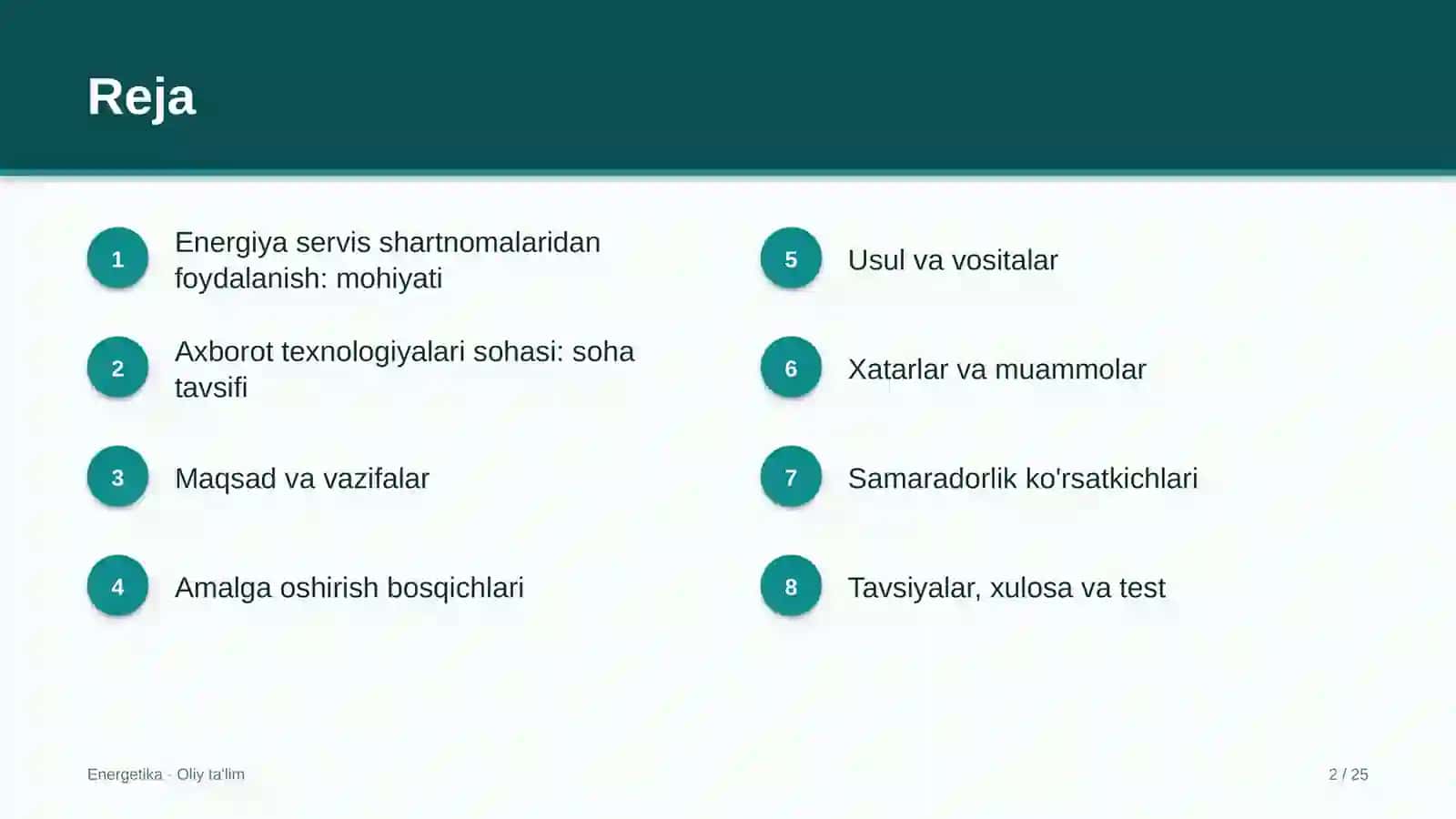 Axborot texnologiyalari sohasida energiya servis shartnomalaridan foydalanish 2