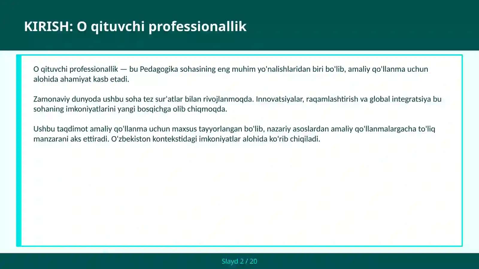 O qituvchi professionallik 2