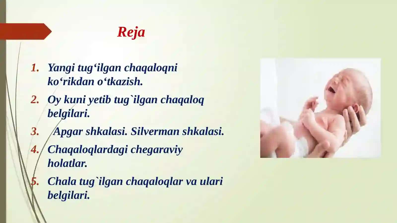Yangi tug‘ilgan chaqaloqni ko‘rikdan o‘tkazish 2