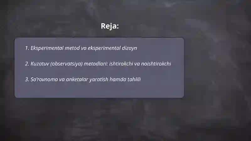 Psixologiyaning ilmiy tatqiqot metodlari 2