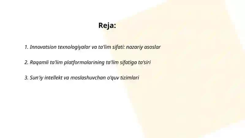Innovatsion texnologiyalar ta'lim sifatini oshirish vositasidir 2