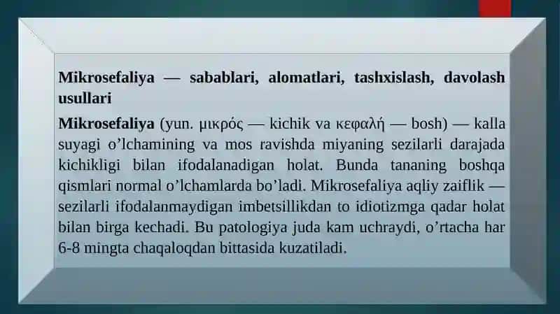 MIKROSEFALIYANING KELIB CHIQISH SABABLARI VA ASORATLARI 2