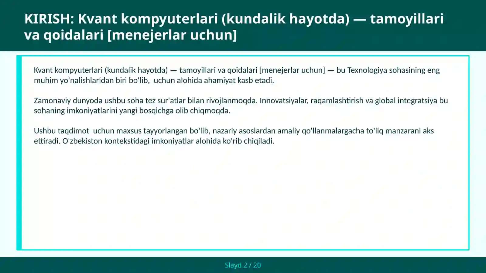 KVANT KOMPYUTERLARI (KUNDALIK HAYOTDA) — TAMOYILLARI VA QOIDALARI [MENEJERLAR UCHUN] 2