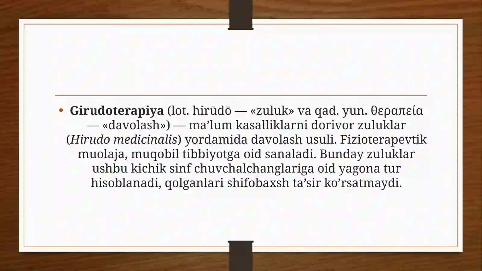 Girudoterapiya(ZuluklarbilanDavolash) 2