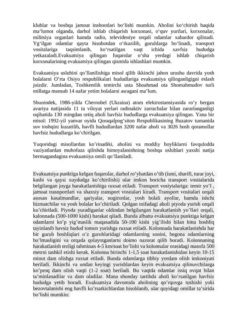 Evakuatsiya Tadbirlari 2