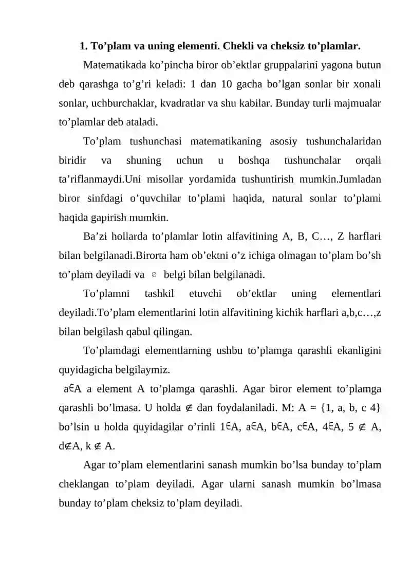 To’plamlar va ular ustida amallar 2