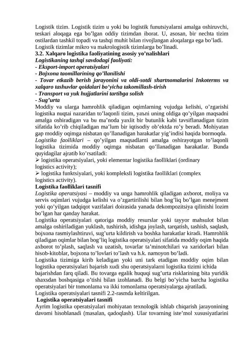 Lоgistik Оpеrаtsiyalаr 2