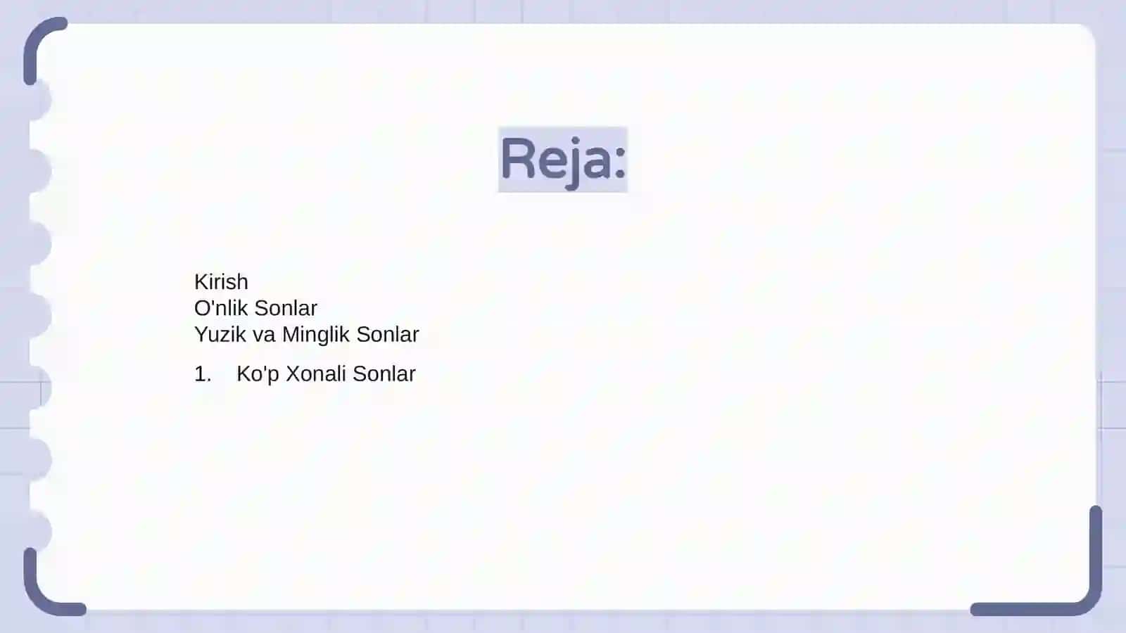 O'nlik,Yuzik,Minglik va Ko'p  Xonali  Sonlar  Konsentrida  Arifmetik Amallarni  O'rgatish 2