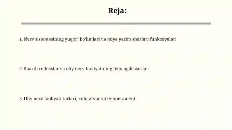 Nerv sistemasi funktsiyalari 2