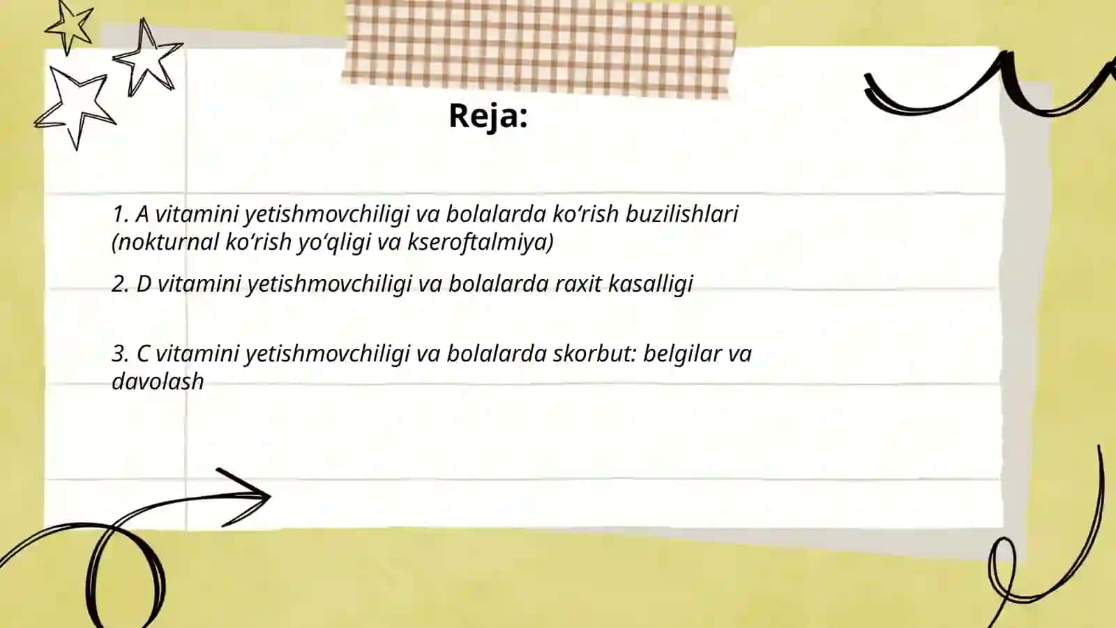 Bola organizmida vitaminlar yetishmovchiligidan rivojlanuvchi kasaliklar 2