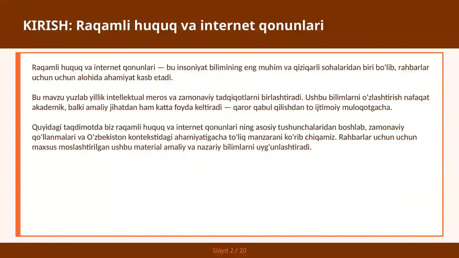 Raqamli huquq va internet qonunlari 2