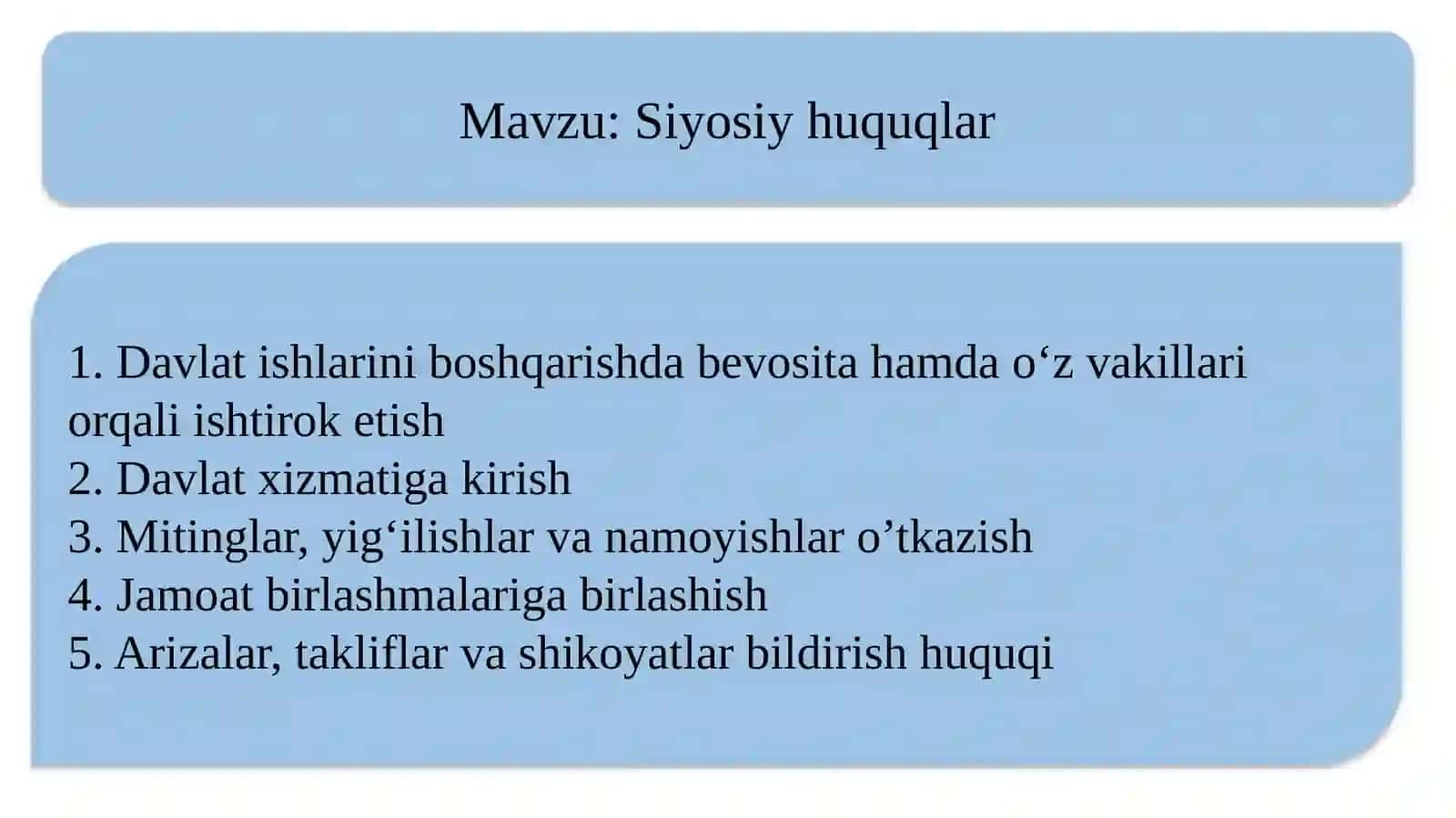 Siyosiy  huquqlar 2