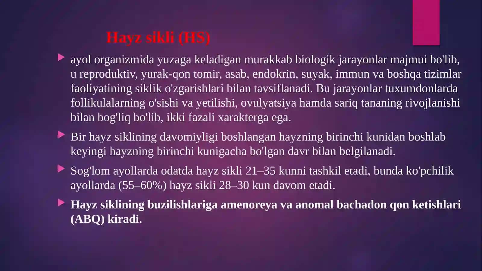 Hayz sikli buzilishlari va amenoreya 2