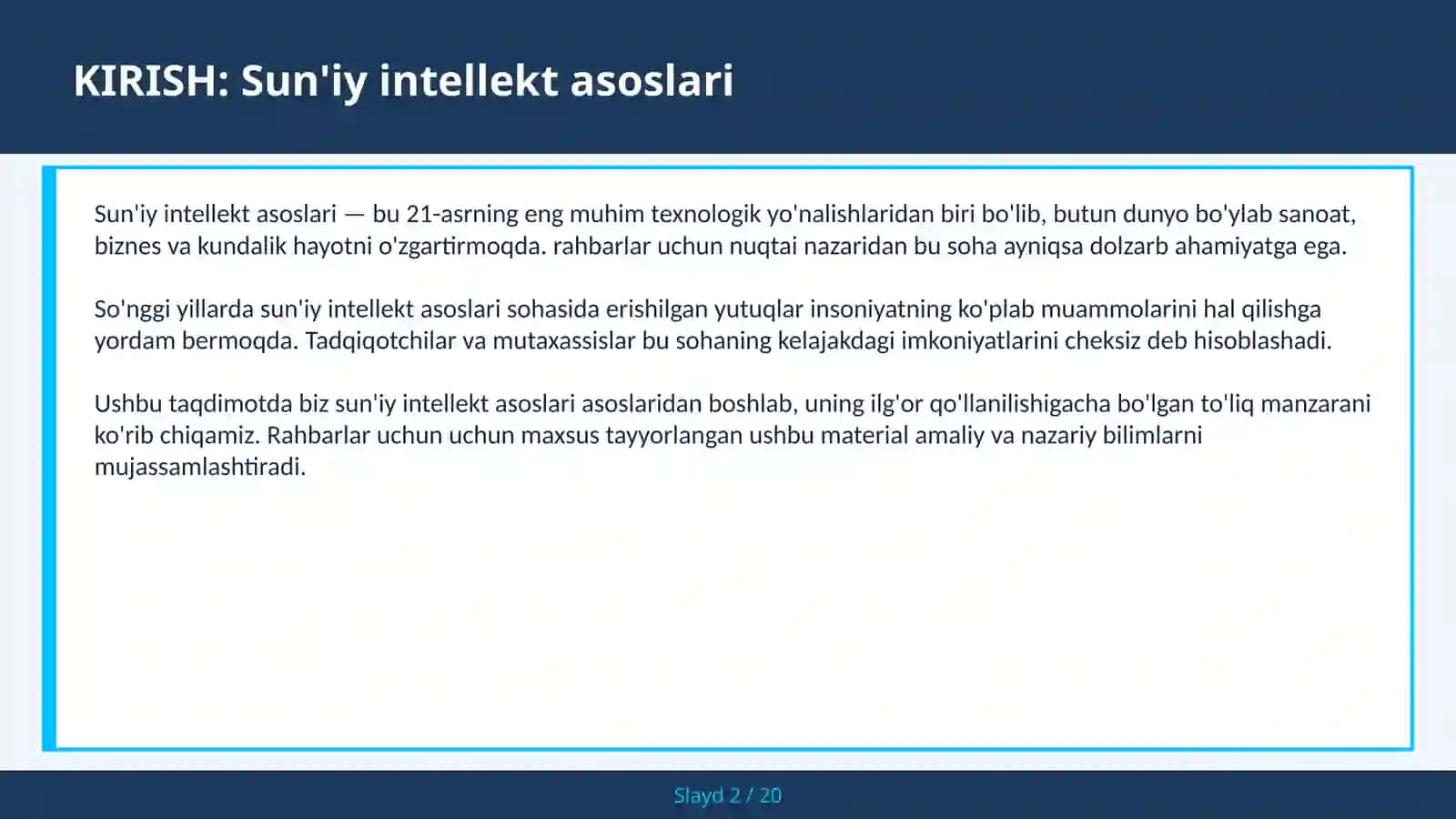SUN'IY INTELLEKT ASOSLARI 2