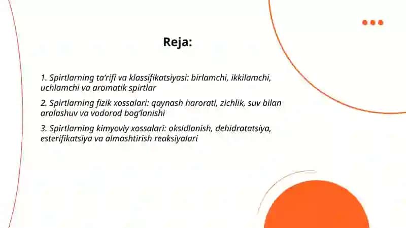 Spirtlar. Olinishi, xossalari, ishlatilishi 2