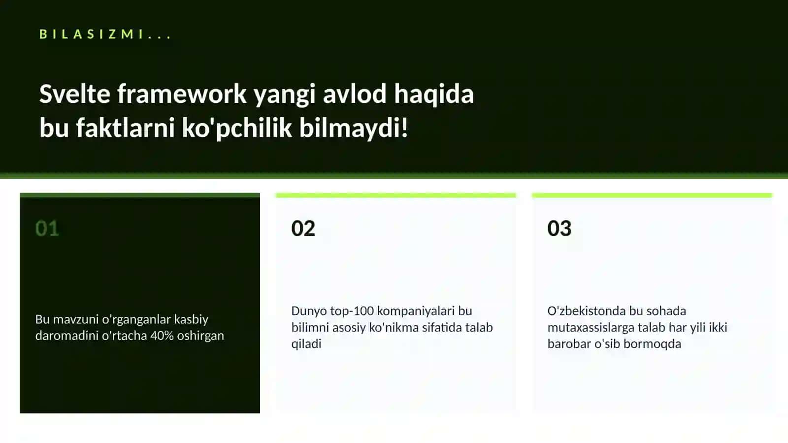 Svelte framework yangi avlod 2