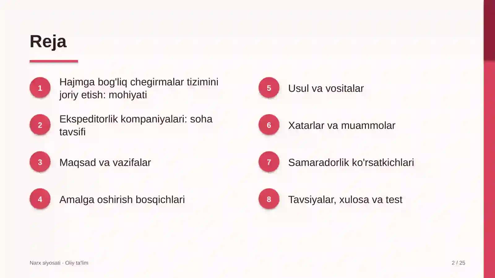 Ekspeditorlik kompaniyalarida hajmga bog'liq chegirmalar tizimini joriy etish 2