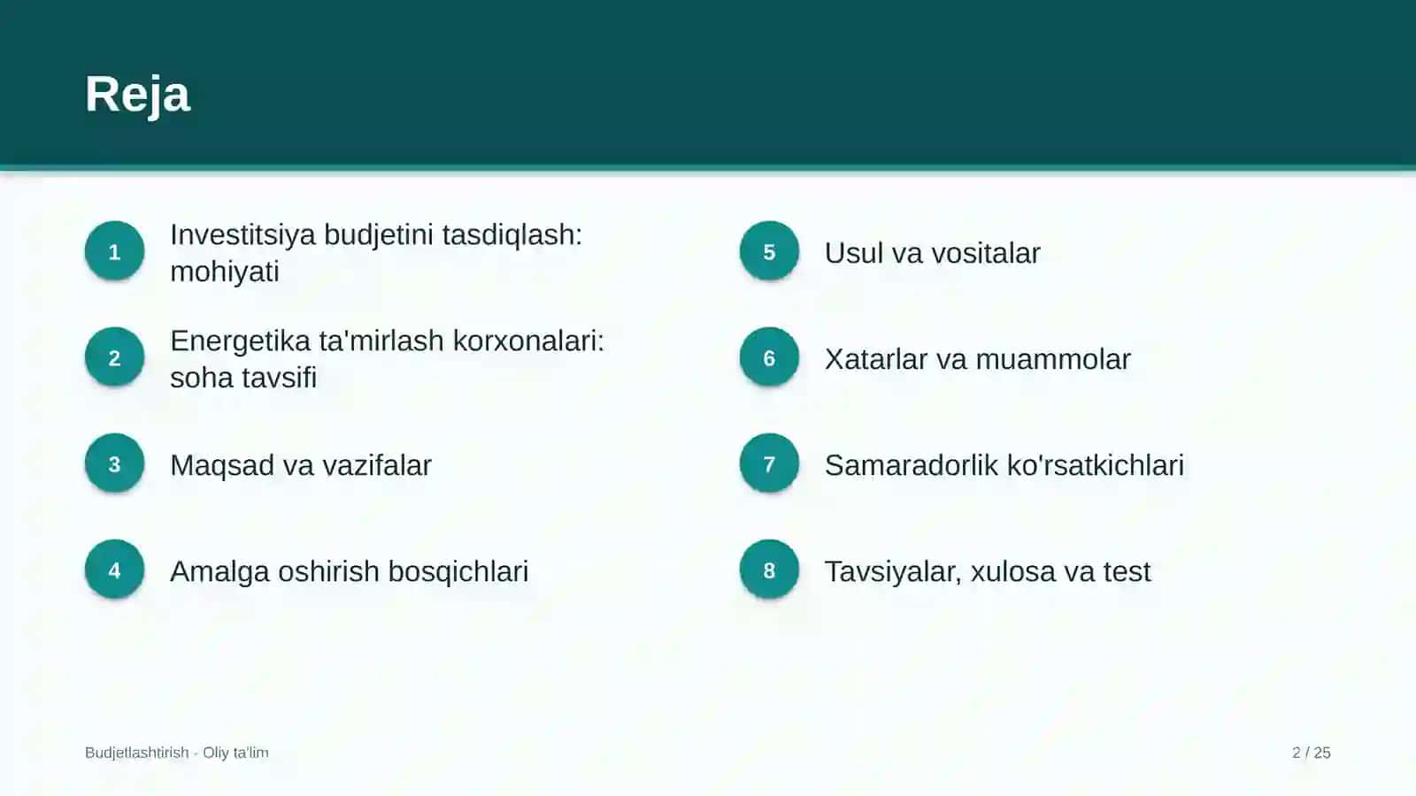 energetika ta'mirlash korxonalarida investitsiya budjetini tasdiqlash 3770 2