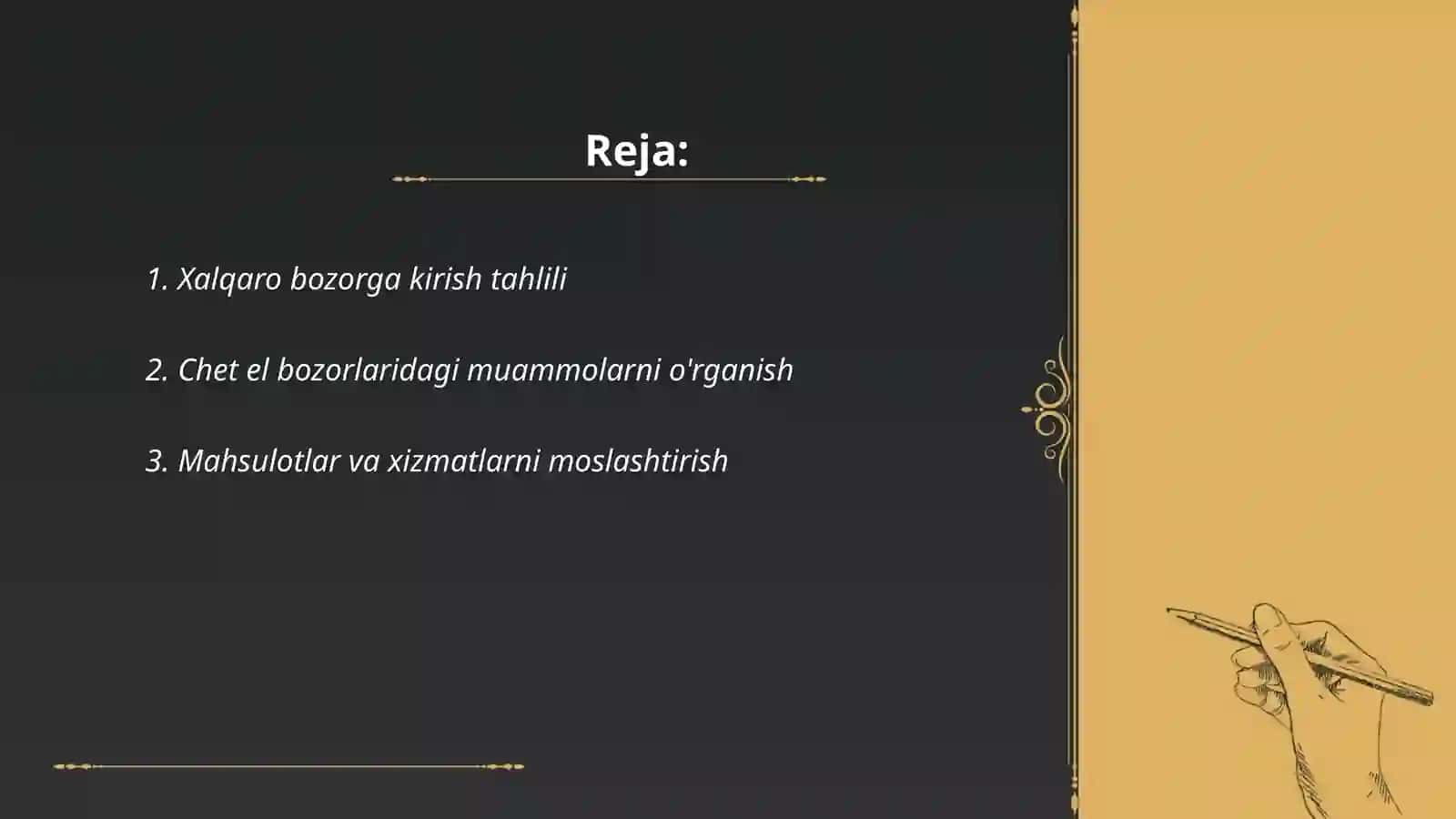 Xalqaro bozorlarga chiqish strategiyalari 2