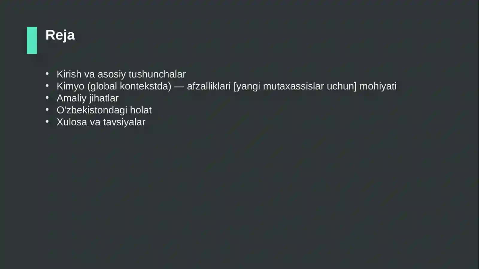 Kimyo (global kontekstda) — afzalliklari [yangi mutaxassislar uchun] 2