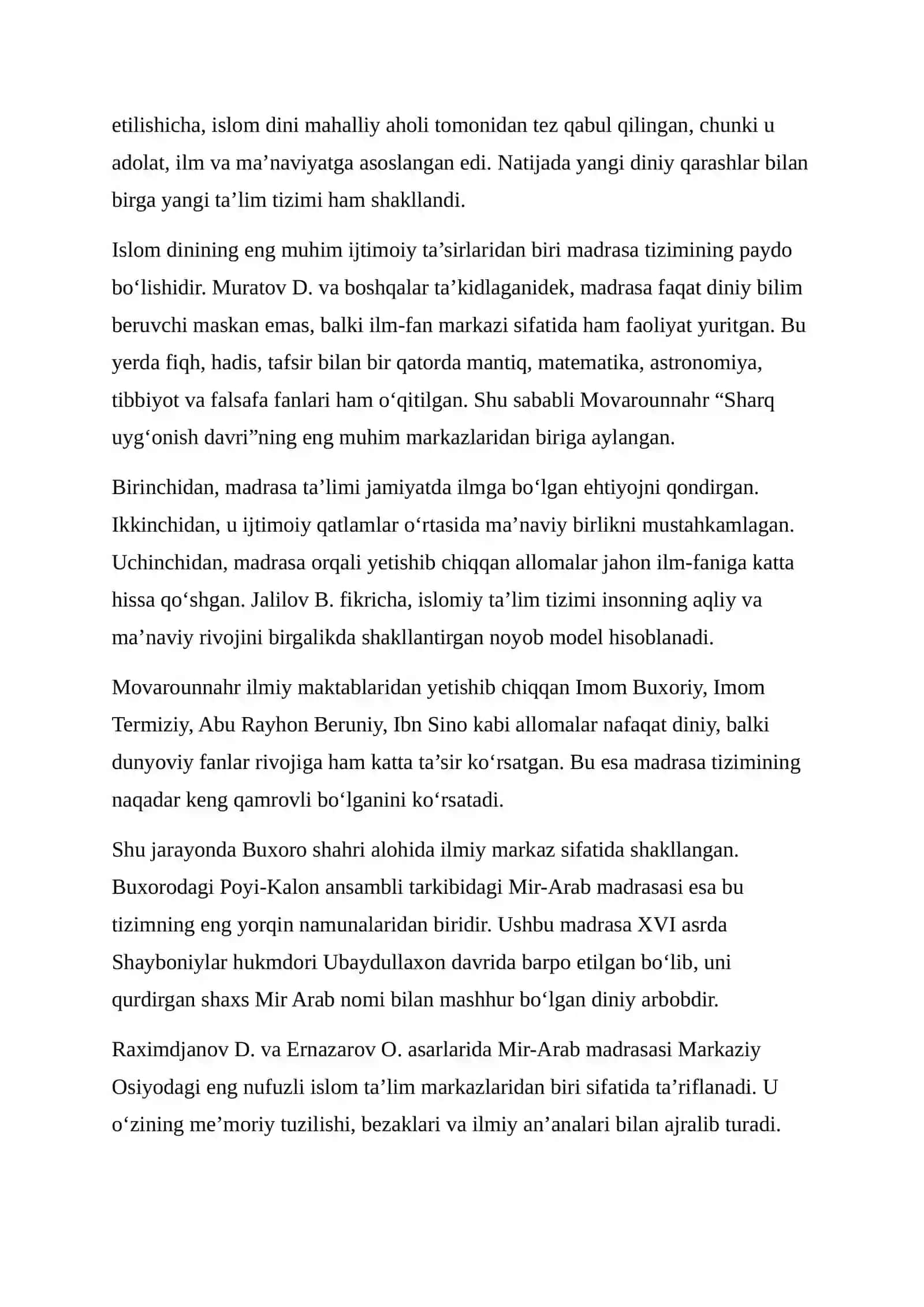 MOVAROUNNAHRDA ISLOM DININING TARQALISHI VA MADRASA TA’LIMI SHAKLLANISHINING IJTIMOIY-MADANIY HAYOTGA TA’SIRI 2