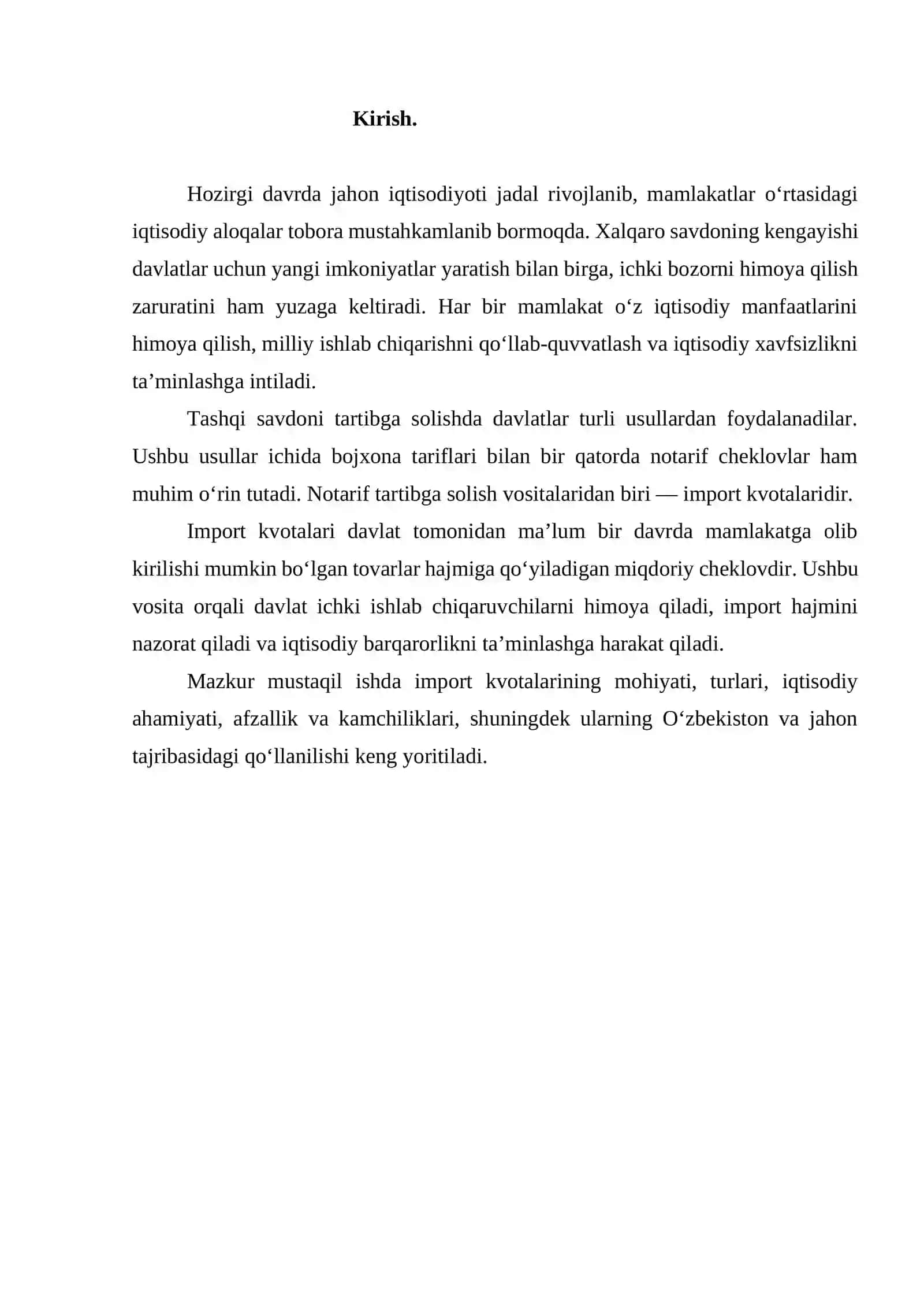 Importni kvotalar orqali tartibga solish 2