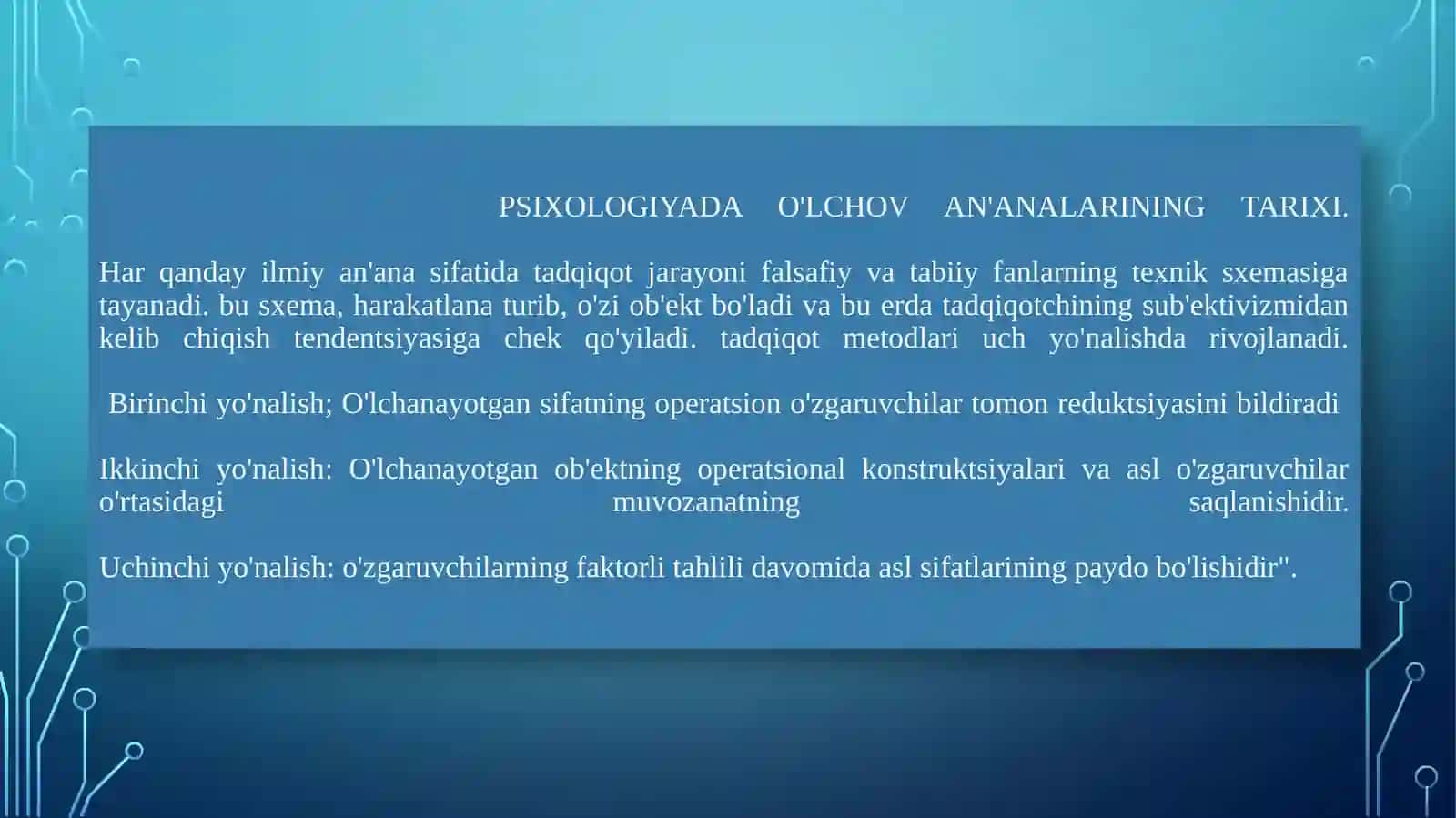 PSIXOLOGIK O’LCHOV 2