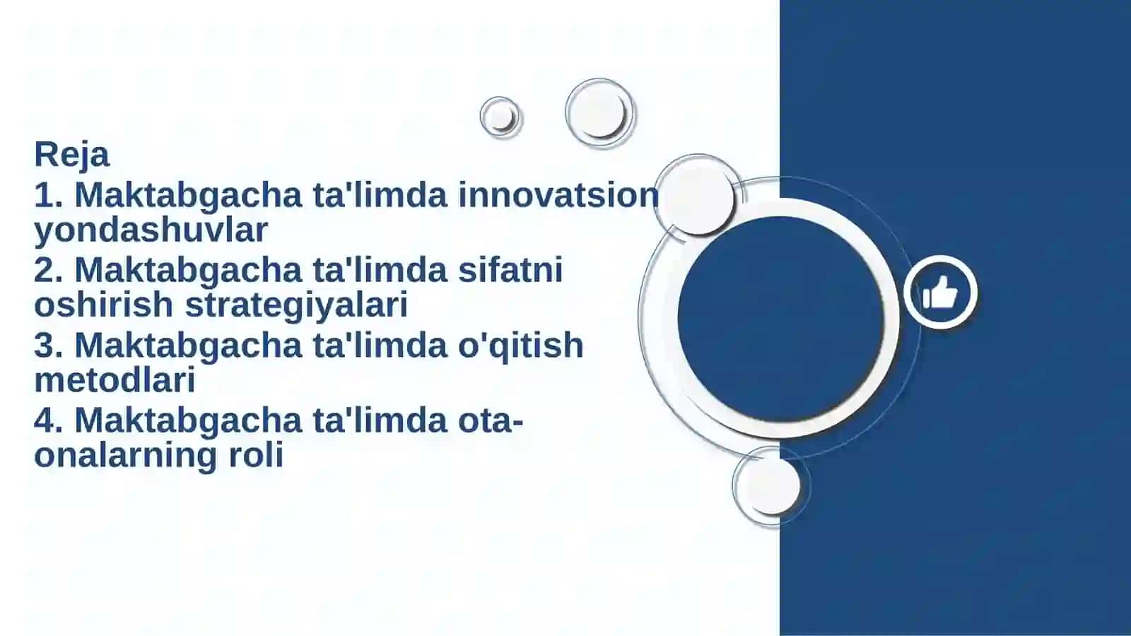 Maktabgacha ta'lim tizimini rivojlantirishning ustuvor yo'nalishlari 2