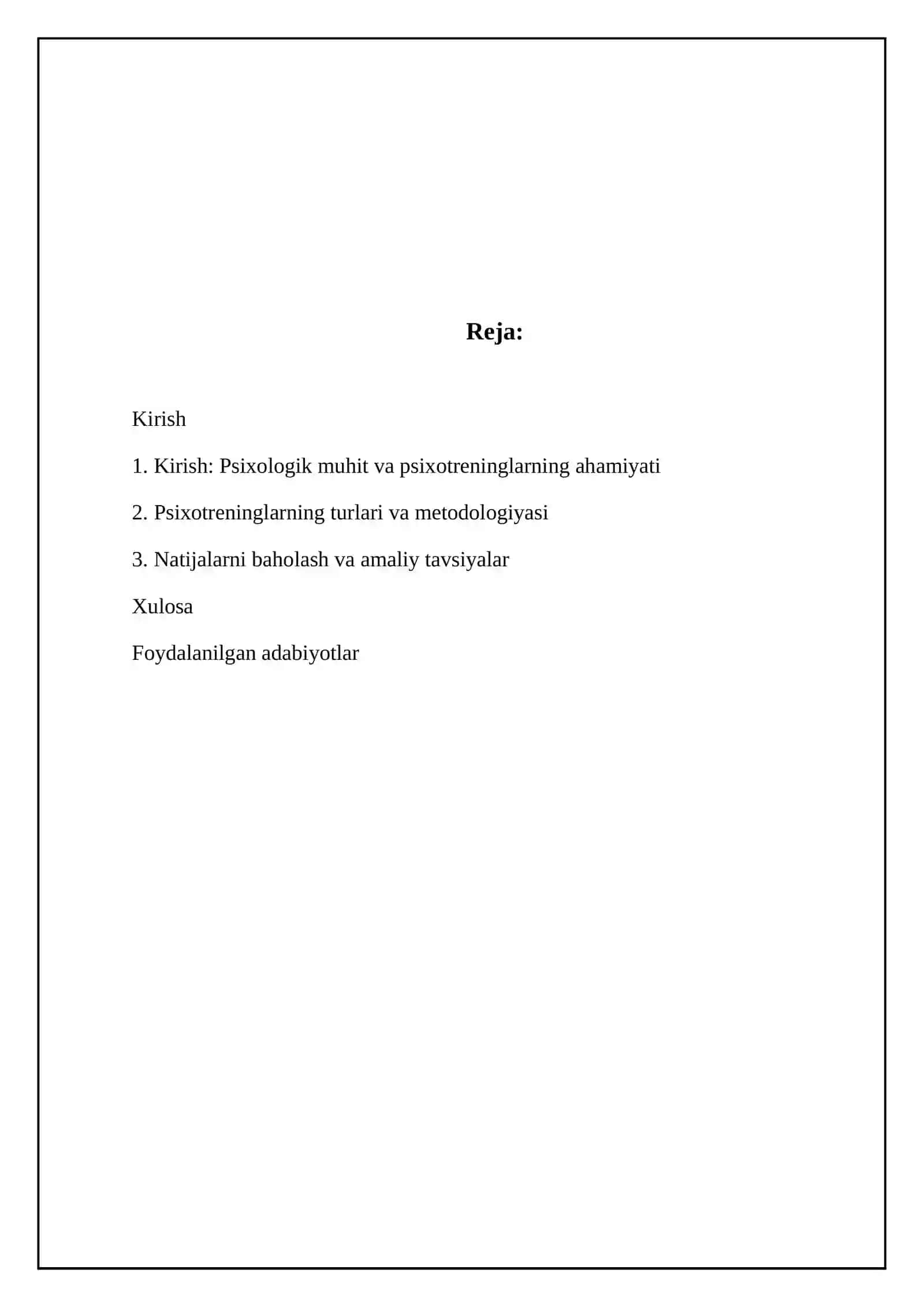 Mavzu: jamoadagi psixologik muhutini yashilashga qaratilgan psixotreninglar 2