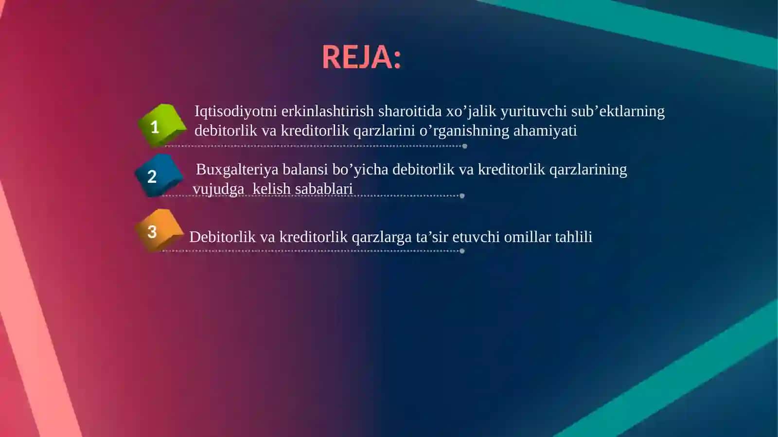 Mavzu:Debitorlik  va kreditorlik  qarzlarining  tahlili 2