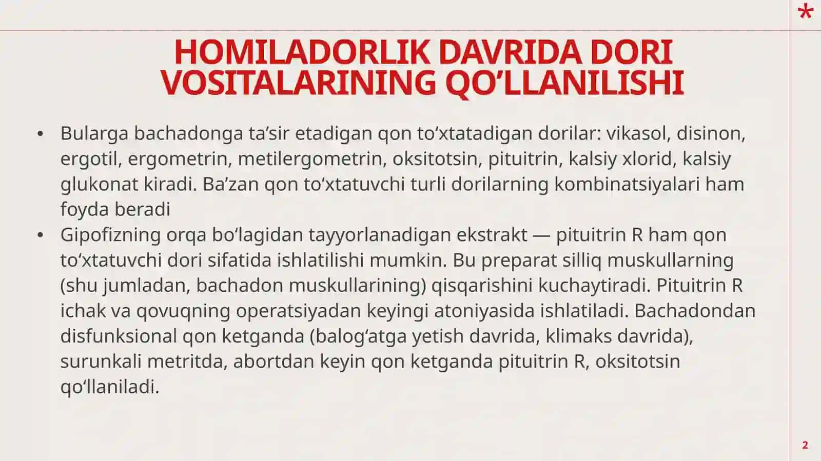 Homiladorlik davrida dori vositalarining qo’llanilishi 2