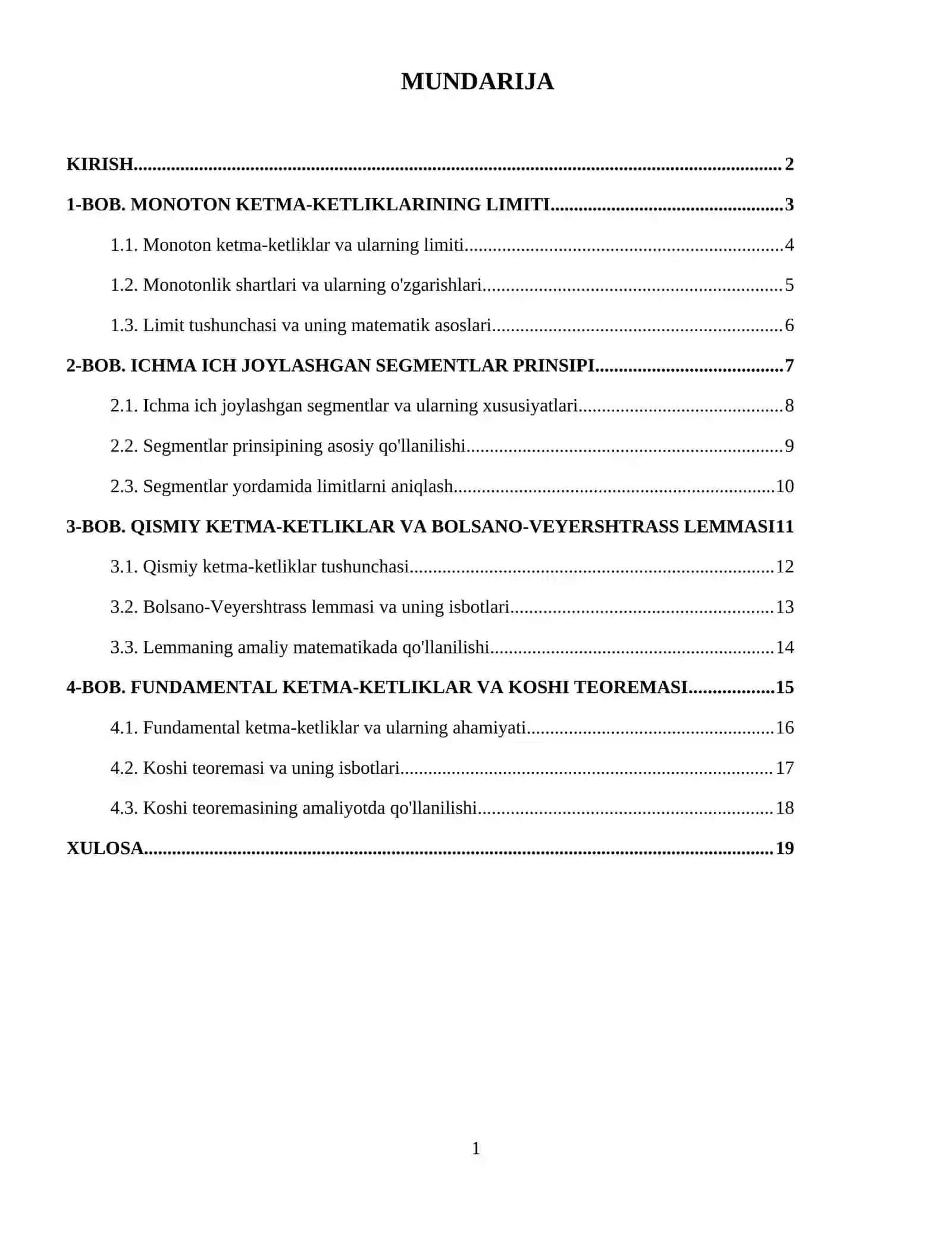 Monoton ketma-ketliklarining limiti. Ichma ich joylashgan segmentlar prinsipi. Qismiy ketma ketliklar. Bolsano-veyershtrass lemmasi. Fundametal ketma-ketliklar. Koshi teoremasi 2
