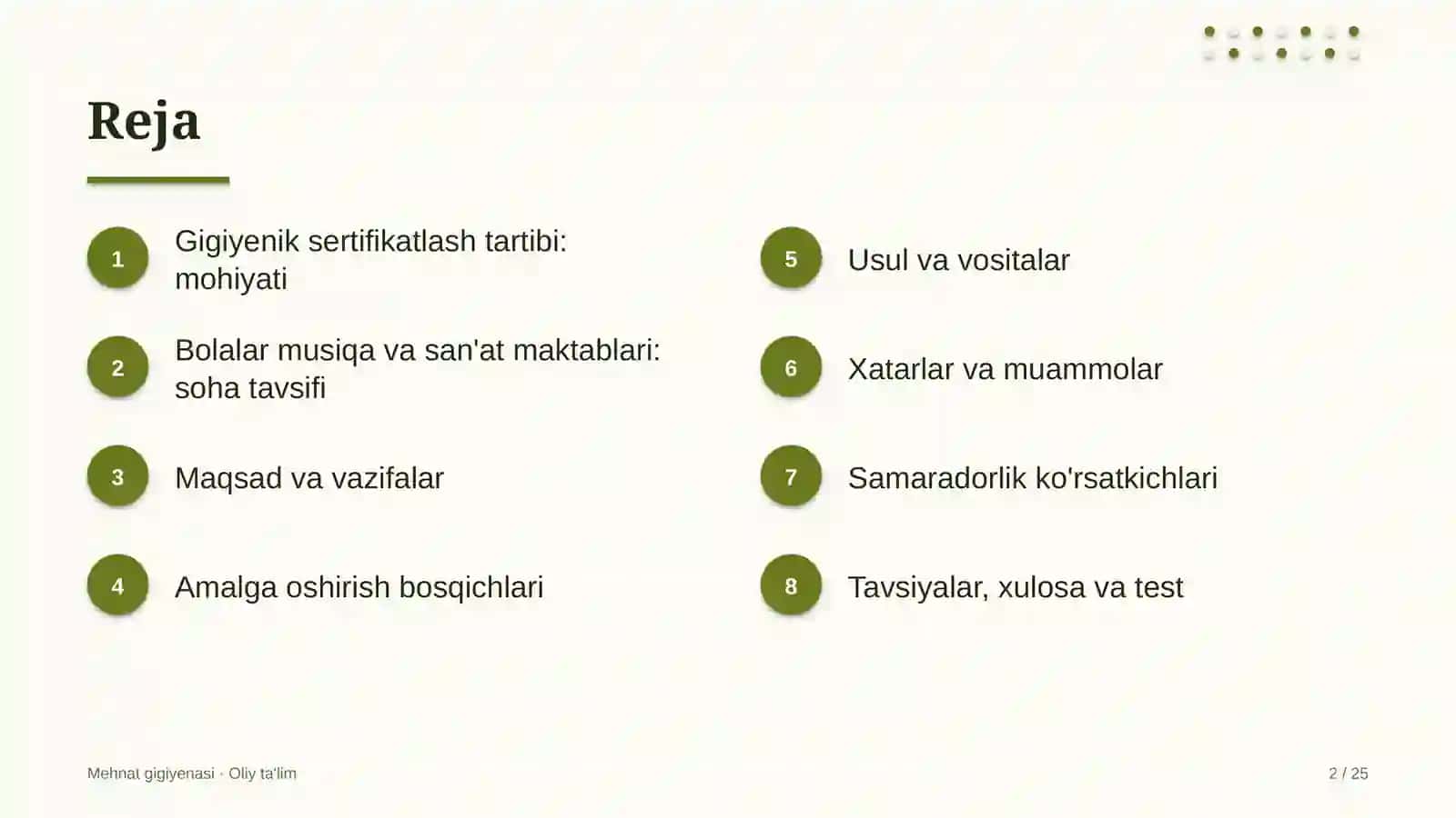 MEHNAT GIGIYENASI · OLIY TA'LIM 2
