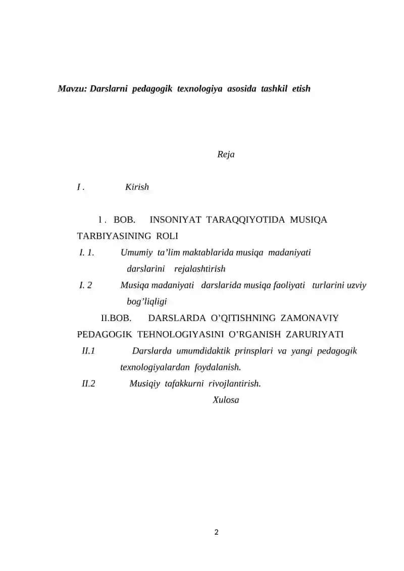 DARSLARNI PEDAGOGIK TEHNOLOGIYA ASOSIDA TASHKIL ETISH 2