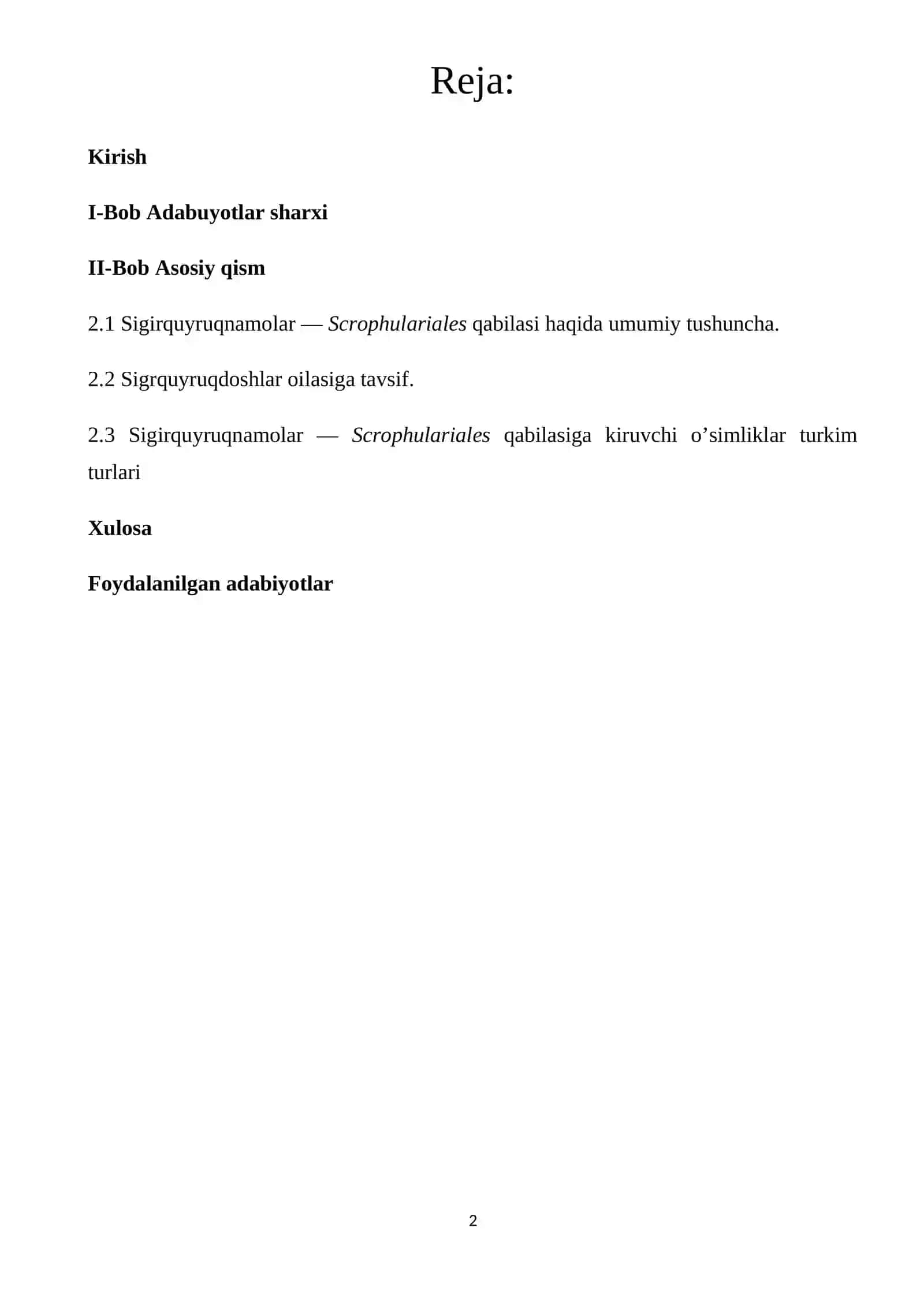 Sigirquyruqnamolar — Scrophulariales qabilasi 2